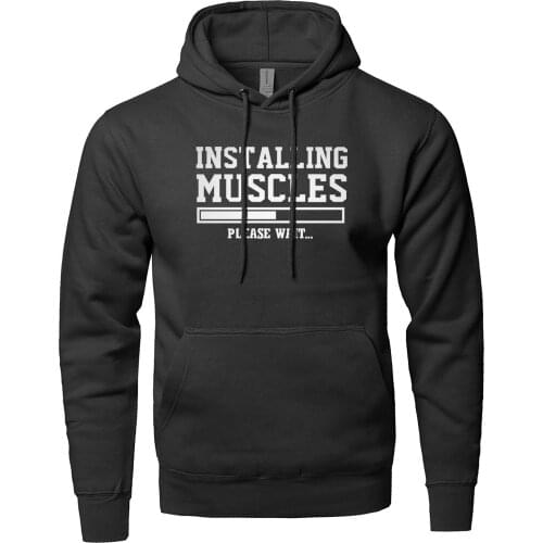 INSTALLING MUSCLES PLEASE WAIT...Print 2019 Spring Winter Fleece Mens Sportswear Hoody For Men Sweatshirt Hoodie Kpop clothing