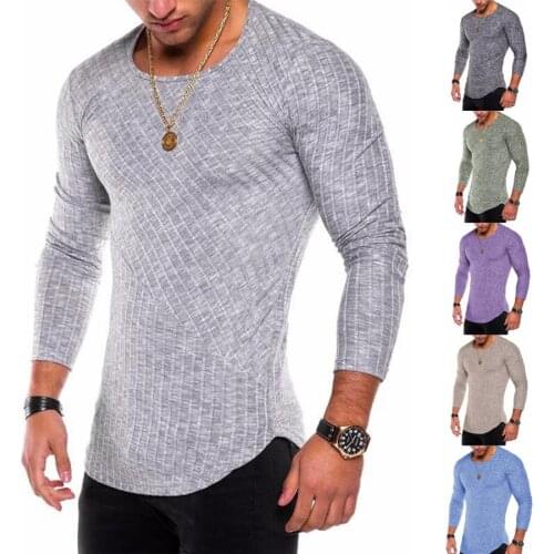 High Elastic Strip Slim Men Bottom T-shirt Long Sleeve Spring Sexy Male Tees Shirts Tops Man T shirt Hot Selling Fashion Shirts