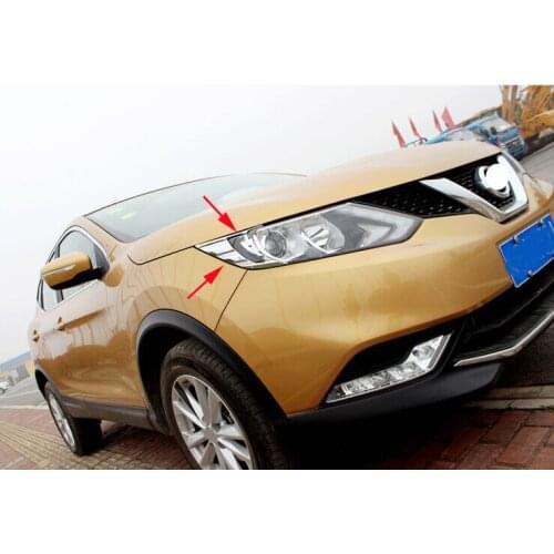 High Quality FIT For Nissan Qashqai 2015 2016 ABS Chromium Styling Front Head light Eyelid Cover Trim Exterior Car Styling 2pcs