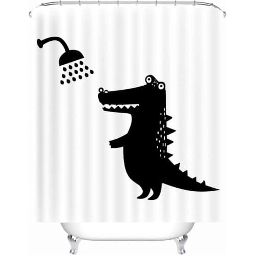 Funny Animal Shadow Shower Curtain Waterproof Anti-Mould Polyester Textile Fabric Bath Curtain Shower Curtain Crocodile