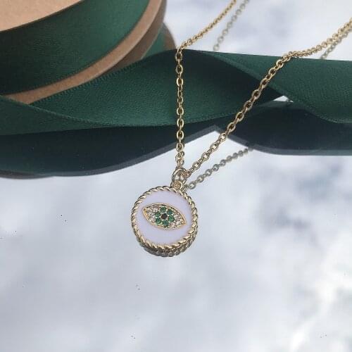 Evil Eye Necklaces Women With Crystal Cubic Zirconia Turkish Blue Eye CZ cahrm Necklace Statement Jewelry