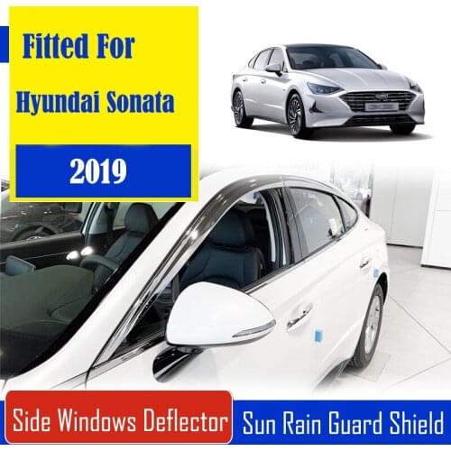 1 Set Chrome Side Vent Sun Shade Window Visors Rain Guard Deflectors For Hyundai Sonata 2019-2021