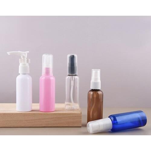 100pcs 50ml Empty Travel Lotion square Bottles,Small Shampoo Pump Container,Liquid Soap Plastic Bottles 50ML Dispenser Container