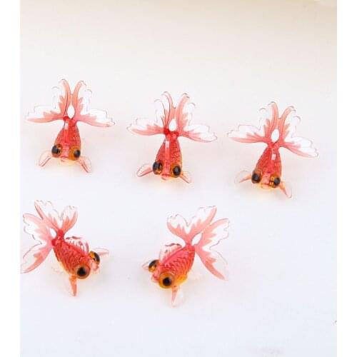 2020 Summer style 12pcs/lot color print animals cartoon simulation goldfish shape resin beads diy jewelry earring accessory