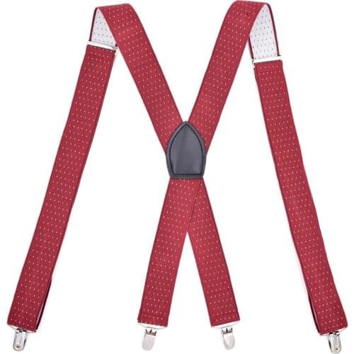 3.5cm Width Unisex Adult Suspenders Men 4 silver dots clips Suspender Adjustable Elastic X Back Women Braces Solid Color