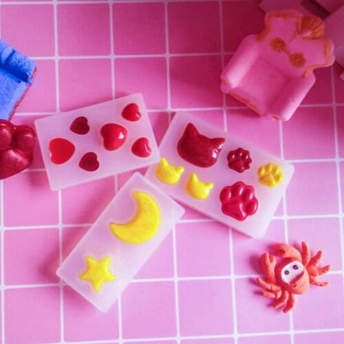 3 Pcs/Set DIY Star Moon Cat Footprint Love Heart Silicone Resin Mold Jewelry Making Mold