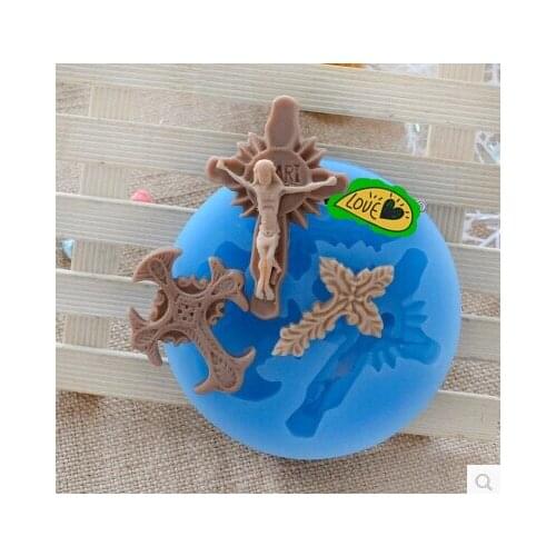 3D cross and Jesus fondant molds wholesale chocolate silicon mold fondant Cake decorating tools candy mold