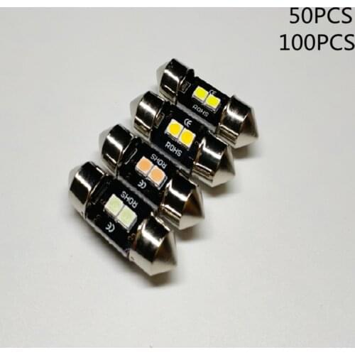 50PCS 100PCS LED 28MM Festoon Lamp Ice Bulb DE3021 Car Interior Dome Map Reading Sunvisor Vanity Mirror Light White