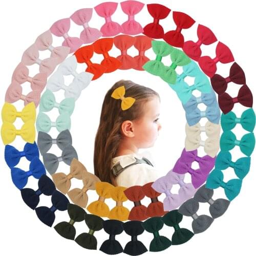 60 Pcs/30 Colors 2.75 Inch Hair Bows Clips Waffle Bows With Alligator Hair Clips for Toddler Children Photographic Hair Accessor