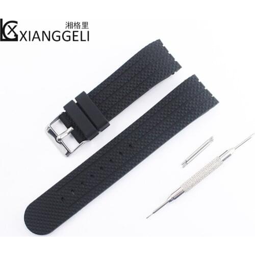 Watch accessories 22mm silicone strap curved interface pin buckle for all mens casual fashion sports brand watch band