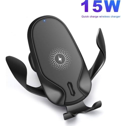 Automatic 15W Qi Car Wireless Charger for iPhone 12 11 XS XR X 8 Samsung S20 S10 Magnetic USB Infrared Sensor Phone Holder Mount