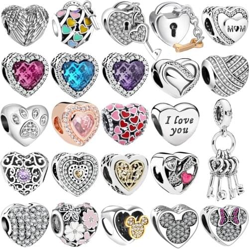 Love Heart s925 Sterling Silver Charms Pendant European Bead Fit Original Charms Bracelet Chain Girl Women Jewelry Making