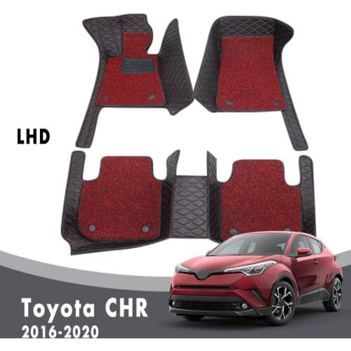 Double Layer Wire Loop Car Floor Mats For Toyota C-HR CHR 2020 2019 2018 2017 2016 Auto Interior Accessories Carpets Leather