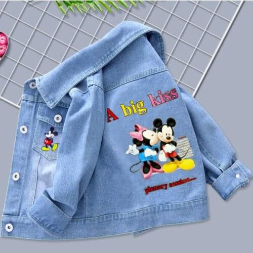 2021 Fashion Boys and Girls Denim Jacket Spring and Autumn New Childrens Jacket Clothes Cartoon Embroidery Children Clothes