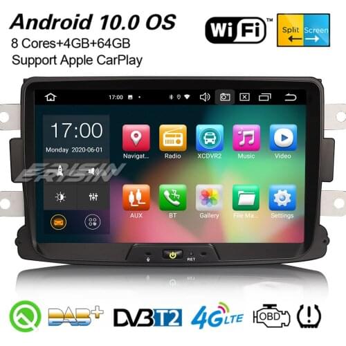 Erisin 8129 8" Android 10 Car Stereo Carplay DSP DAB+ GPS WiFi For Renault Dacia Duster Sandero Logan Dokker Lodgy Captur 8-Core