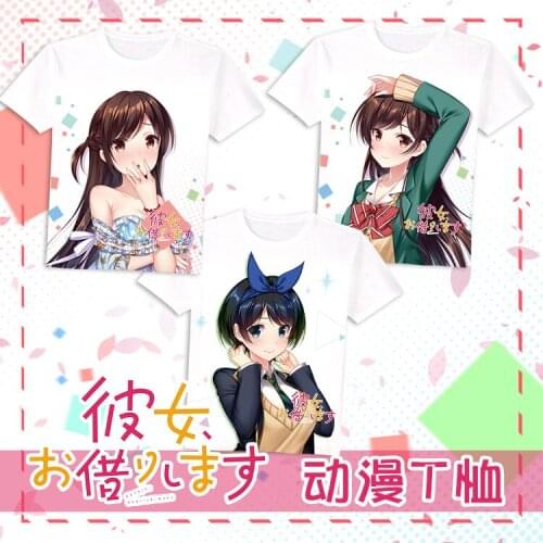 Anime I Will Borrow Her Cosplay T Shirt Kanojo Okarishi Ichinose Chizuru Sarashina Ruka Cartoon Summer T-Shirt Casual Top Tee