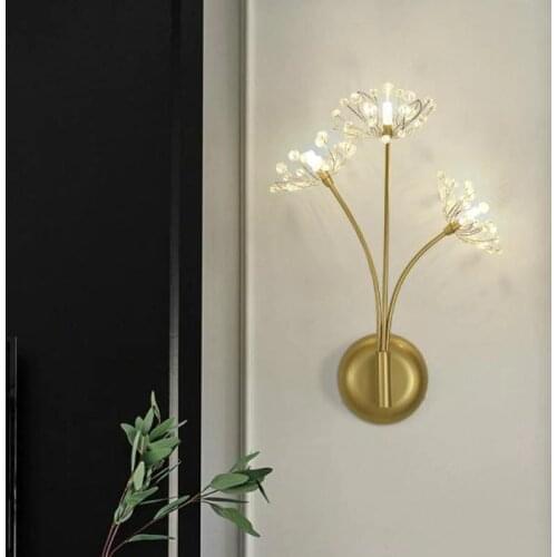 Living Room Gold crystal wall Light fixture hotel room led Mirror Light Project 3-arm big Luxury Crystal Wall lamp Vanity Lights