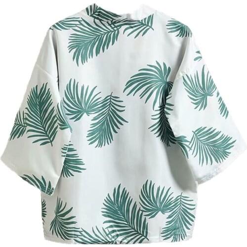 Summer robe, Japanese and Korean shirt jacket, thin beach seven-point shirt, student Japanese sunscreen clothing, class service