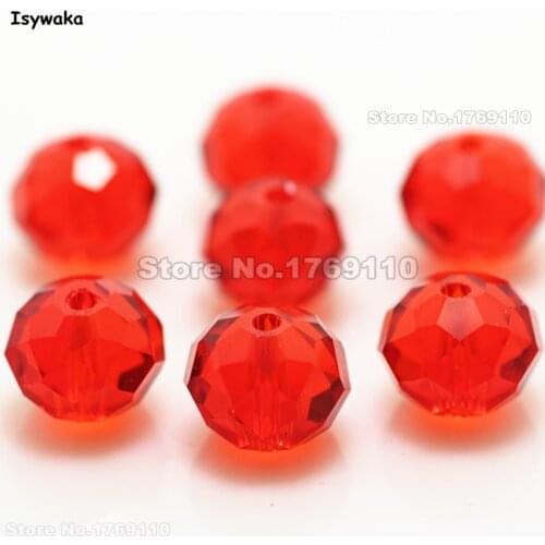 Isywaka Red Color 8*10mm 70pcs Rondelle Austria faceted Crystal Glass Beads Loose Spacer Round Beads for Jewelry Making