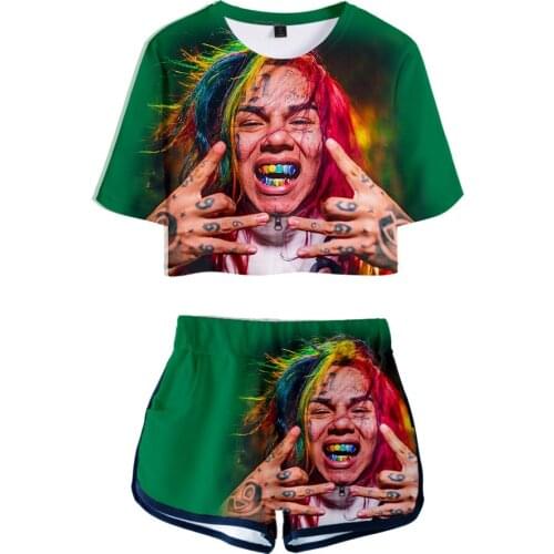 Hot sale 6IX9INE Two-piece Sets Women Sexy Summer Short pants suit casual 6IX9INE girls cool summer short tops & pants sexy Sets