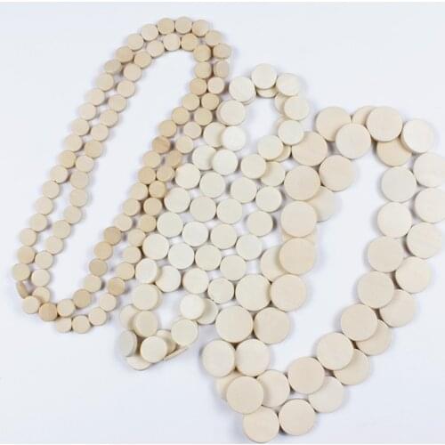 10/15/20mm Nature Wood Chip Charms Unfinished Geometric Round Wooden Beads For DIY Earrings Bracelet Jewelry Decorative Pendant