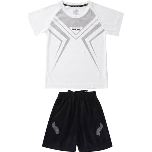 Summer Casual Basketball Sets Kids Boys Sport Suit Short Sleeves Breathable Running T-shirt Shorts Outfits Football Sportswear