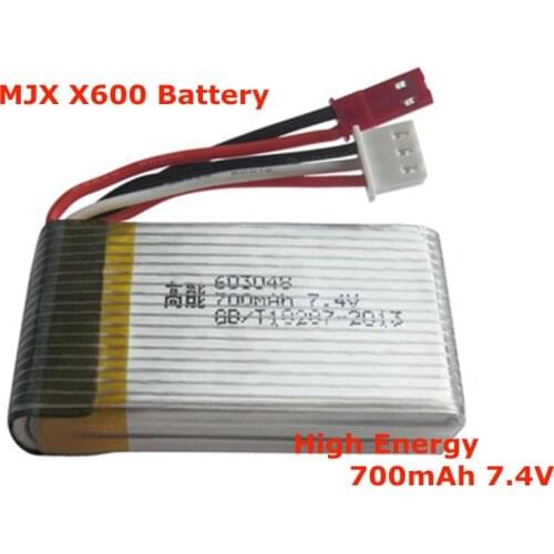 7.4V 700mAh Lipo Battery For MJX X600 RC Hexacopter Spare Parts Recharge Battery+ 3 in 1 charger cable as gift