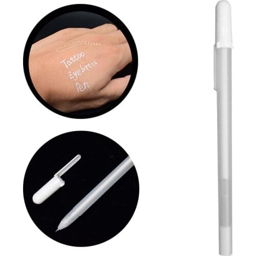 1pcs Independent Packaging White Skin Marker for Tattoo Piercing Eyebrow Design Double Heads Point Marking