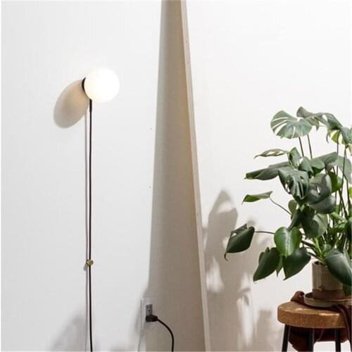 Nordic ball long line plug wall lamps living room glass wall hotel villa bedroom study LED sconces lights art deco lighting