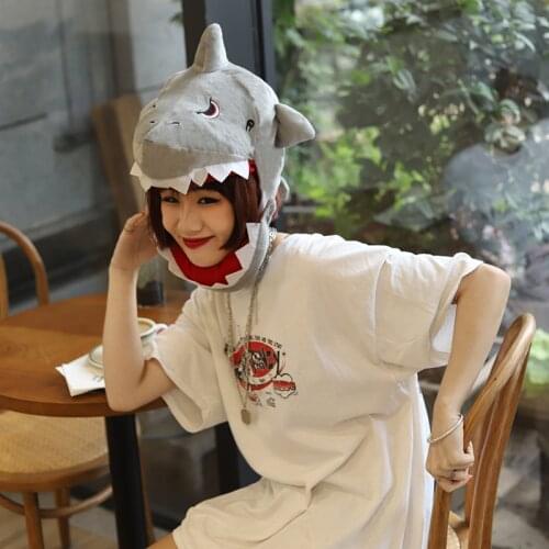 New Hot Funny Animal Cute Chicken Legs Shark Hat Plush Toy Hat Gift Fruit Hat Party Halloween Decor Kawaii Kids Birthday Gift