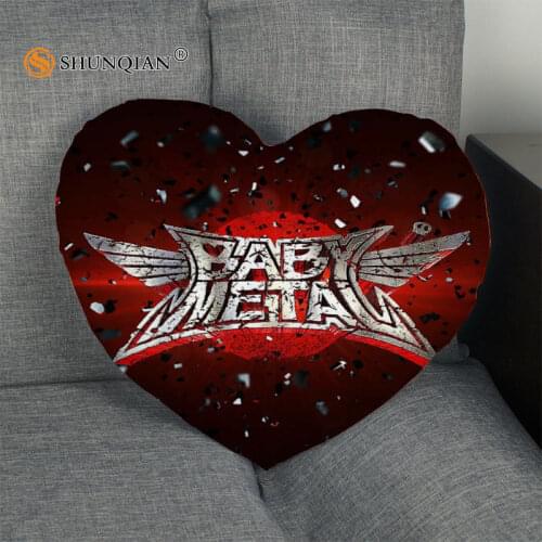 New arrival Custom zipper Pillowcase Cover babymetal Heart Shape Pillow Cover Size 41x36cm,47x42cm
