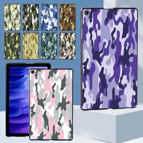 New Case for Samsung Galaxy Tab A7 10.4 Inch T500/T505 Camouflage Pattern Casual Durable Slim Tablet Back Shell + Stylus