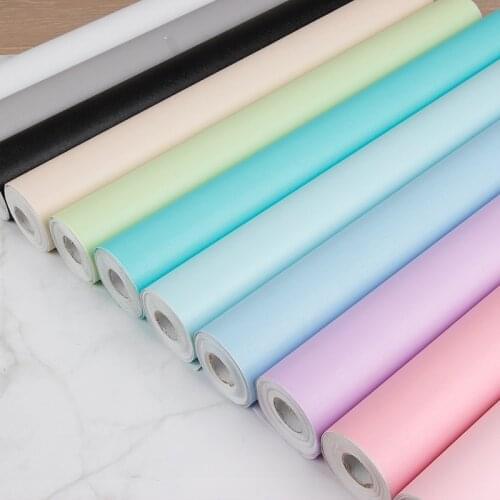 0.45m*1m Solid Color Macaron Waterproof Version Wall Stickers Wallpaper Film Refurbished Wardrobe Clothes Cupboard Door Desktop
