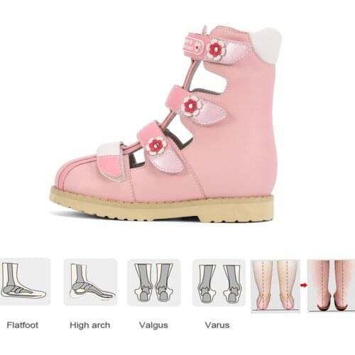 Ortoluckland Toddler Girls Melissa Sandals For Kid Tiptoe Shoes Orthopedic Children Baby Nice High Heel Footwear with Flower