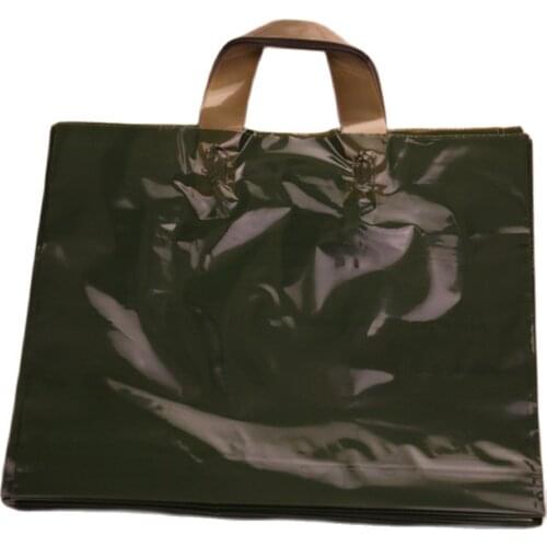 High-density Polythylene Eco-friendly Pure Green Packaging Bag With Handles 10pcs/lot 29*35cm Large Clothing Sachet Plastique