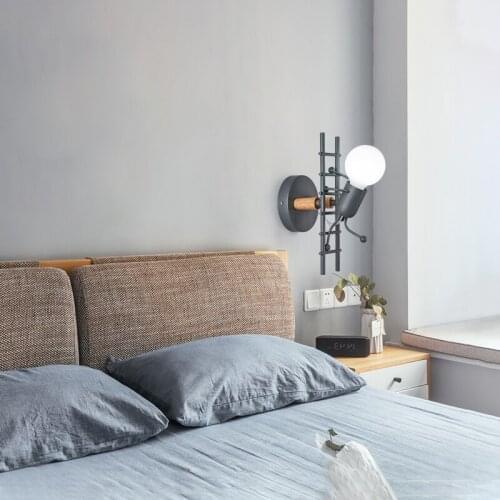 Simple Industrial Style Retro Creative Indoor Wall Lamp Bedside Reading Lamp Corridor Light Black White Green