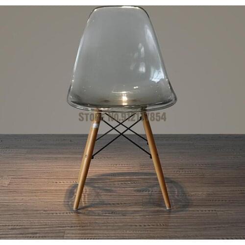 Simple And Fashionable European-style Tables And Chairs, Modern Simple And Transparent Color Solid Wood Foot Single Back Chair