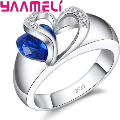 Romantic Engagement Ring 925 Sterling Silver Heart Shaped Jewelry Sweet Real Pure Love Wedding Engagement Party Bijoux