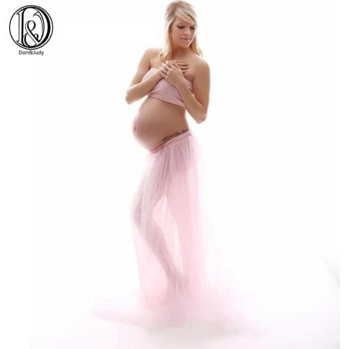 Don&Judy Mesh Gauze Skirt Dresses for Maternity Photo Shoot For Pregnant Pregnancy Photography Props Clothes