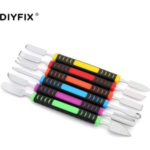 DIYFIX 6Pcs Metal Spudger Scraper Set Mobile Phone Tablet PC Disassembly Rods for iPhone Samsung Shaving DIY Repairing Tools Set