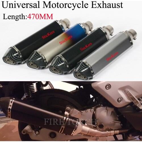470mm Universal Motorcycle Exhaust Pipe Escape Muffler With DB Killer Sticker For Ninjia300 250 Z750 R25 R3 TMAX530 R6 Dirt Bike