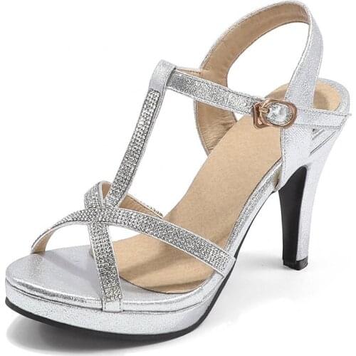 AGODOR Womens T-strap Sandals Glitter Sparkly Open Toe High Heel Sandals Sexy Party Dress Sandals Summer Shoes Size 34-43