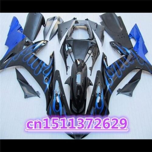 100%new For 02-03 YZF R1 02 03 YZF 1000 blue flames in black YZF-R1 YZF-1000 YZFR1 YZF1000 2002 2003 Fairing Body-Dor D