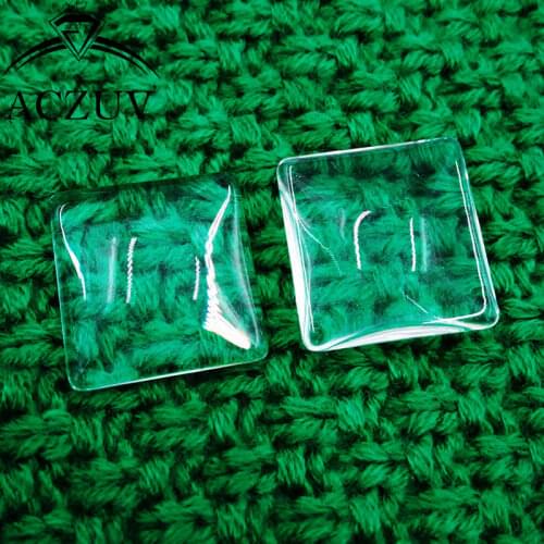 100Pcs 10mm-25mm Square Transparent Flatback Glass Cabochons Beads for Blank Earrings Rings Pendants Setting Jewelry DIY