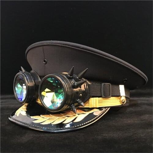 2020 Steampunk Women Men Military Hat Germany Officer Visor Cap Army Hat Gear Glasses Cortical Police Hat Size S M L XL XXL