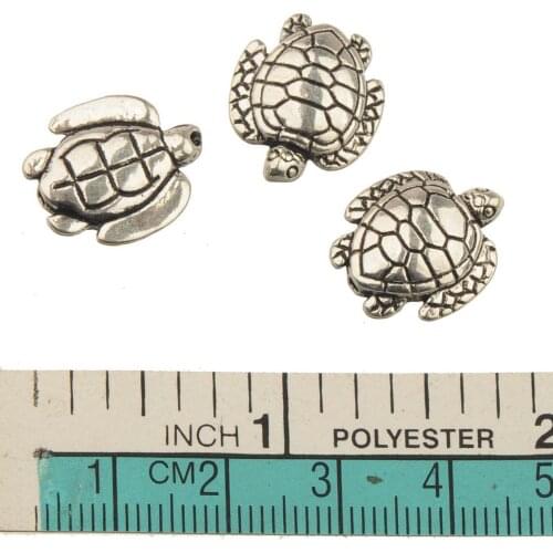 Accessories For Crafts Jewels Tortoise Beads Bracelets Necklace DIY Handmade Turtle Vintage Silver Fashion Metal 16*14*5mm 20Pcs