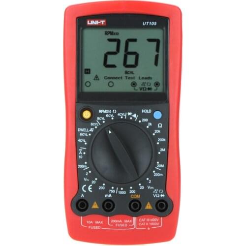 UNI-T UT105 LCD Handheld Automotive Multi-Purpose Meters Auto Range Multimeter w/AC DC voltmeter DC Ammeter Resistance Tester