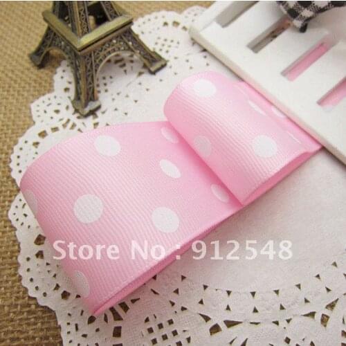 Free shipping 1-1/2" new arrival high quality beautiful dots 100% polyester printed pink grosgrain ribbon, 38dyd007