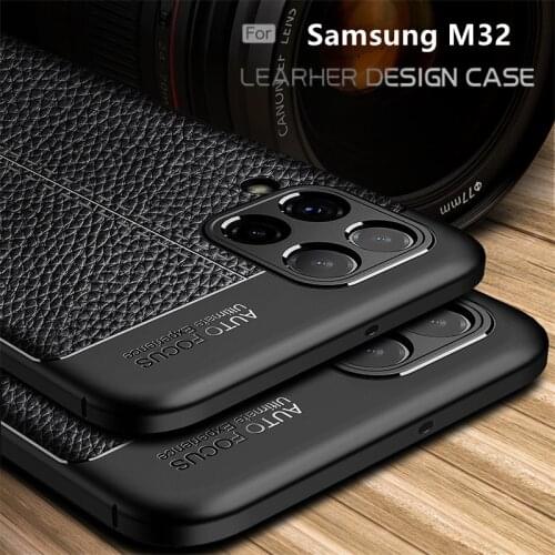 For Cover Samsung Galaxy M32 Case For Samsung M32 Capas Armor luxury Soft TPU Bumper Leather For Fundas Samsung M 32 M32 Cover