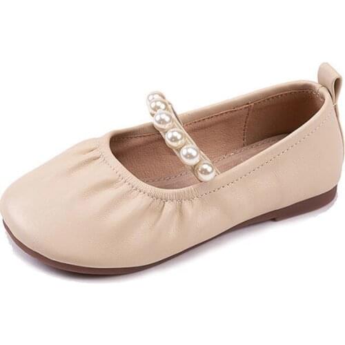 Girls Princess Pearls Baby Kids Cute Shoes Daughter Non-slip 2021 Spring New Fashion Dress Party Casual Single Flats Children